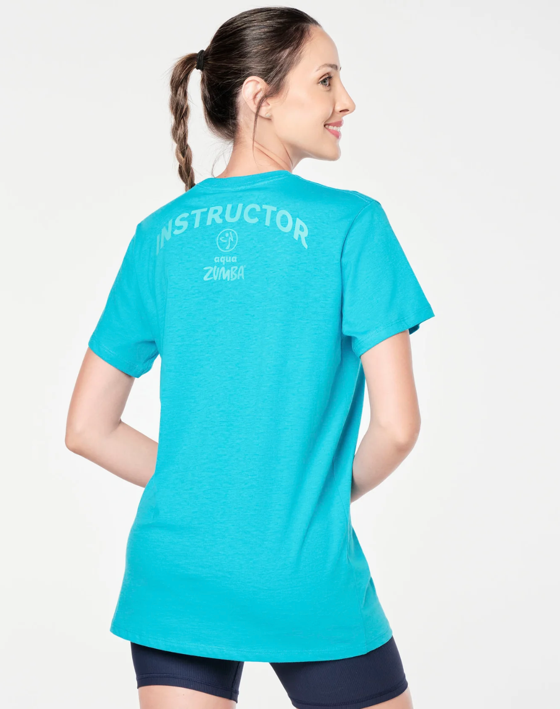 Aqua Zumba Crew Neck Tee - Aqua Blue