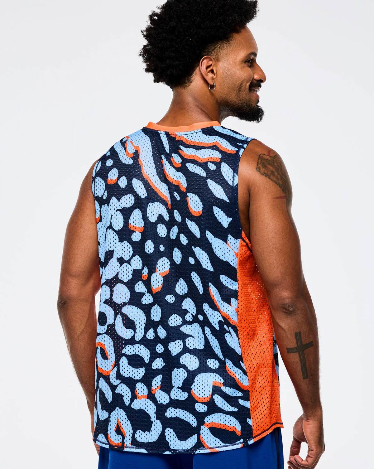 Victory Crew Neck Muscle Tank - Navy/Light Blue Orange