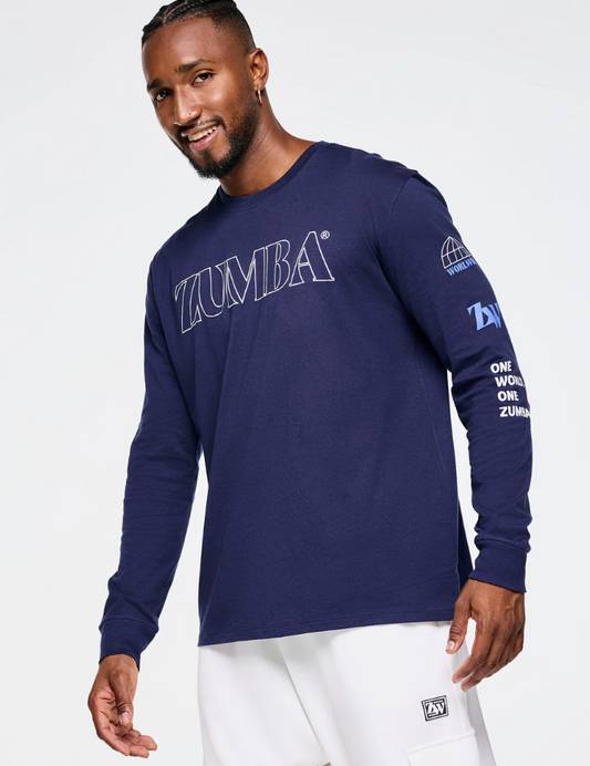 Zumba Out Loud Long Sleeve Tee - Navy Blue Men