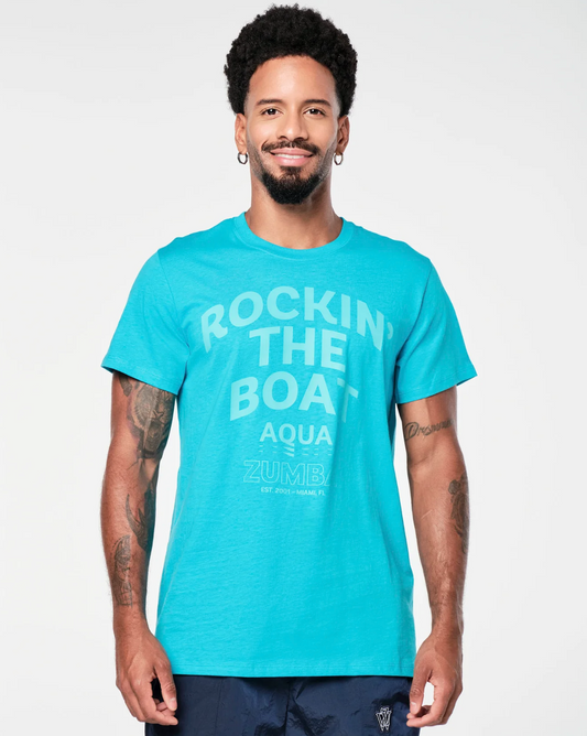 Aqua Zumba Crew Neck Tee - Aqua Blue