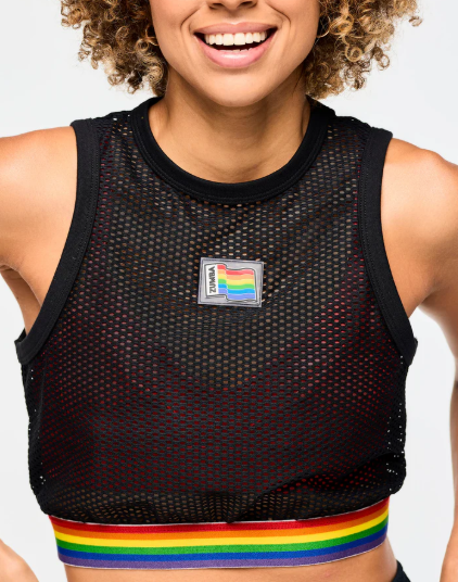 Zumba Crop Mesh Tank With Elastic Waistband