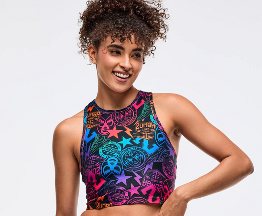 Zumba Libre High Neck Crop Tank With Back Details
