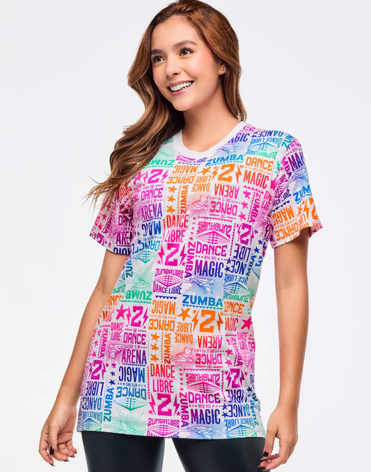 Zumba Libre Crew Neck Tee - White/Pink