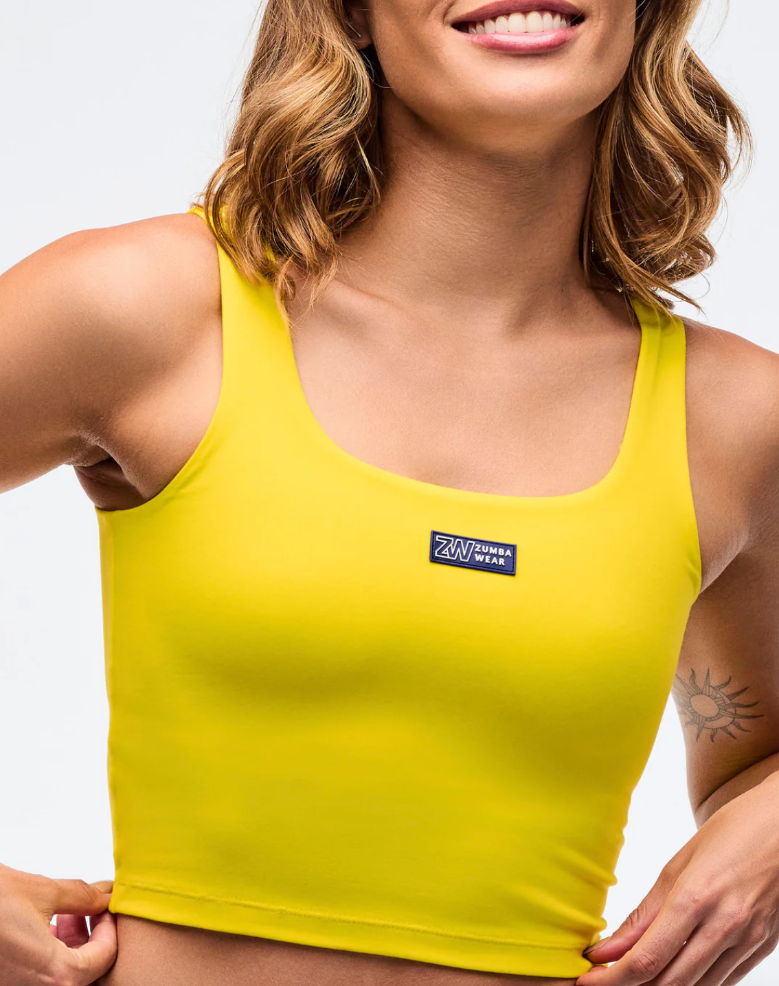 Sizzlin' Square Neck Crop Tank With Shelf Bra - Sunrays Yellow