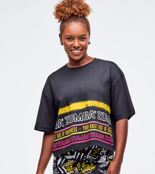 Sizzlin' Oversized Boxy Crop Top - Bold Black
