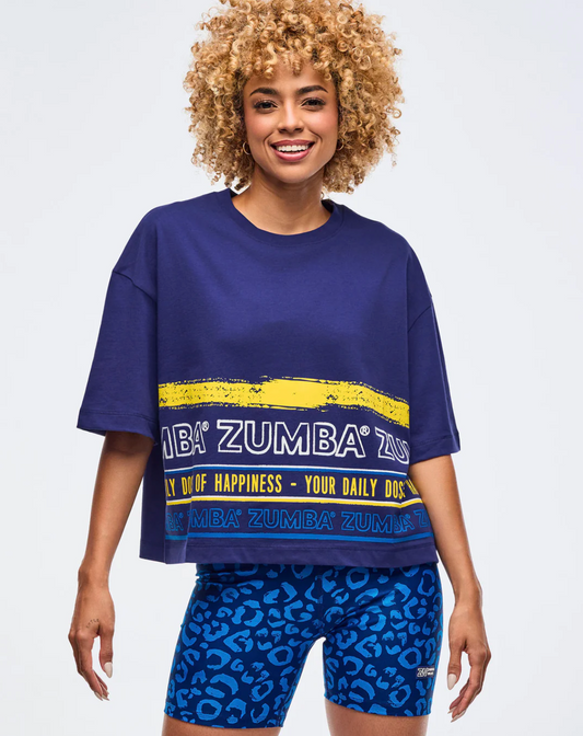 Sizzlin' Oversized Boxy Crop Top - Soft Navy
