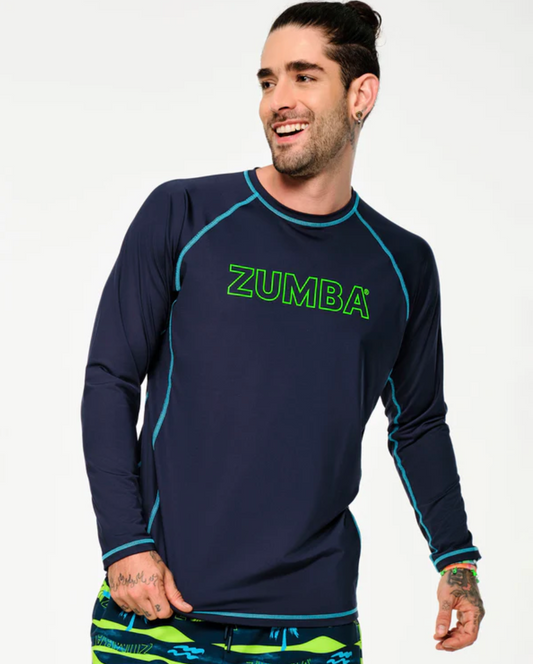 Zumba Sun And Swim Long Sleeve Rashguard - Let's Go Indigo