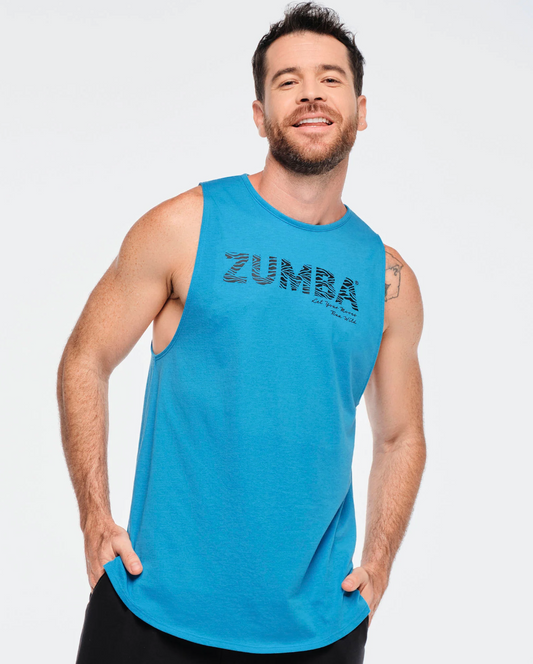 Funscape Round Hem Men's High Neck Tank - Seaside Surf