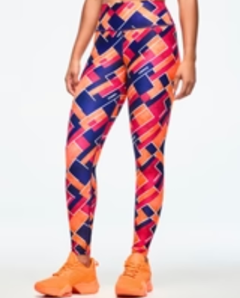 Class of 2001 High Waisted Ankle Leggings - Dark Blue/ Orange