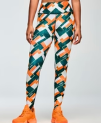 Class of 2001 High Waisted Ankle Leggings - White/Orange