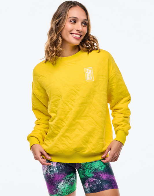 Apres Zumba Oversized Pullover Sweatshirt - Yellow