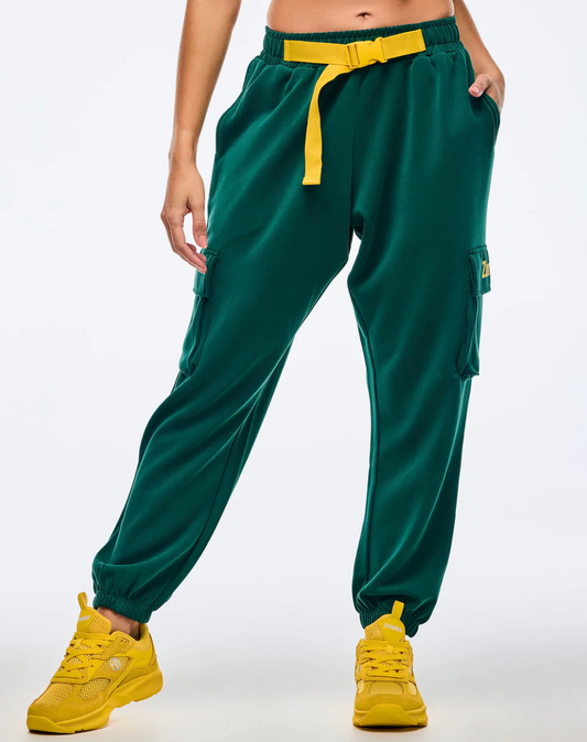 Apres Zumba Modal Slouch Cargo Pants With Belt - Teal Tango