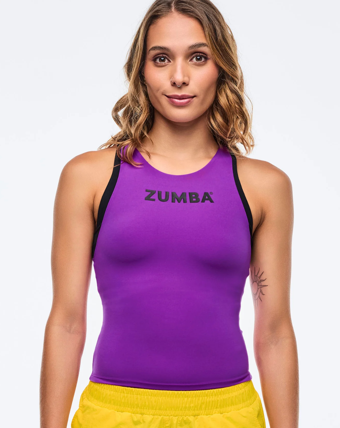 Apres Zumba High Neck Colorblock Tank - Purple