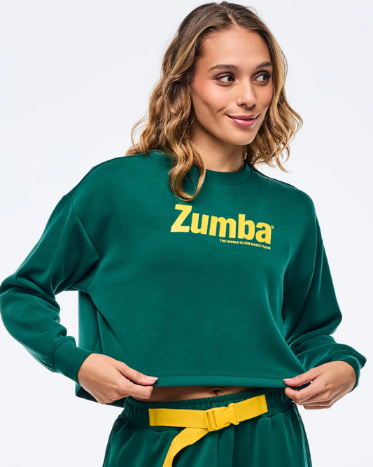 Apres Zumba Modal Long Sleeve Oversized Crop Top