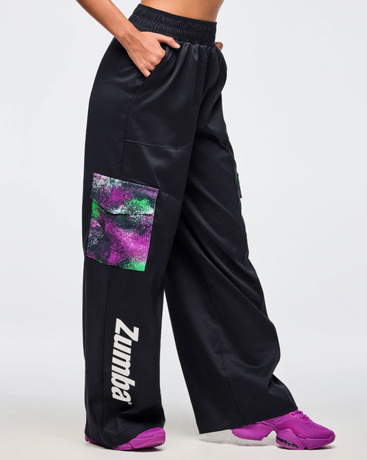 Apres Zumba Wide Leg Woven Cargo Pants