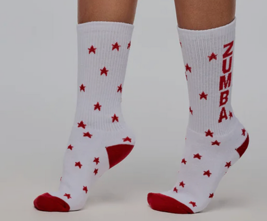 Zumba Holiday Plush High Socks - Red Stars
