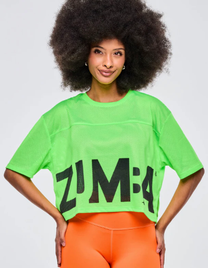 Neon Mesh Boxy Crop Top - Get in Lime