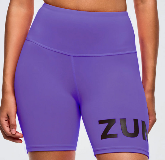 Neon High Waisted Biker Shorts - Purple Pop