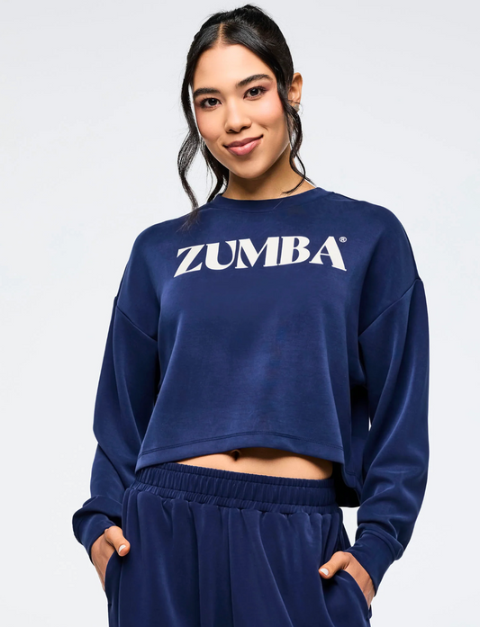 Apres Zumba Modal Long Sleeve Top - Let's Go Indigo