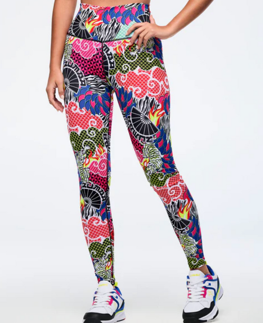 Eastern Flavor Magic High Waisted Ankle Legging - Pink/Yellow