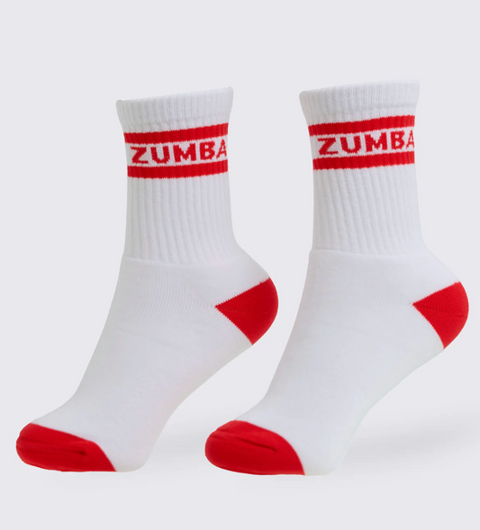 Zumba Amour Plush Half Crew Sock - Red/White