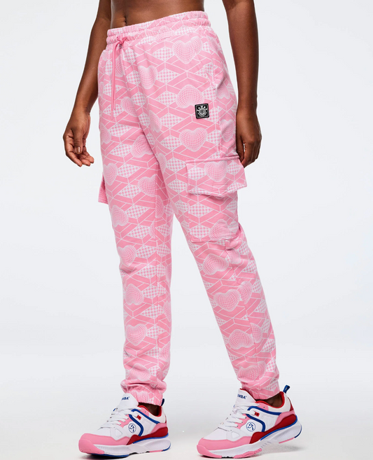 Zumba Amour High Waisted Knit Cargo Pants - Pink