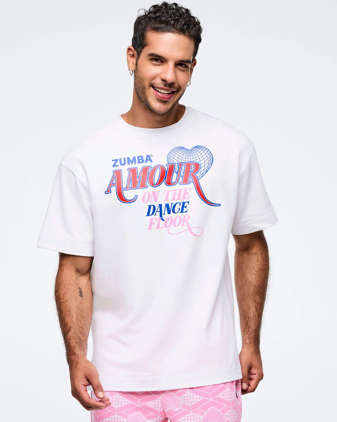 Zumba Amour Oversized Crew Neck Top - White