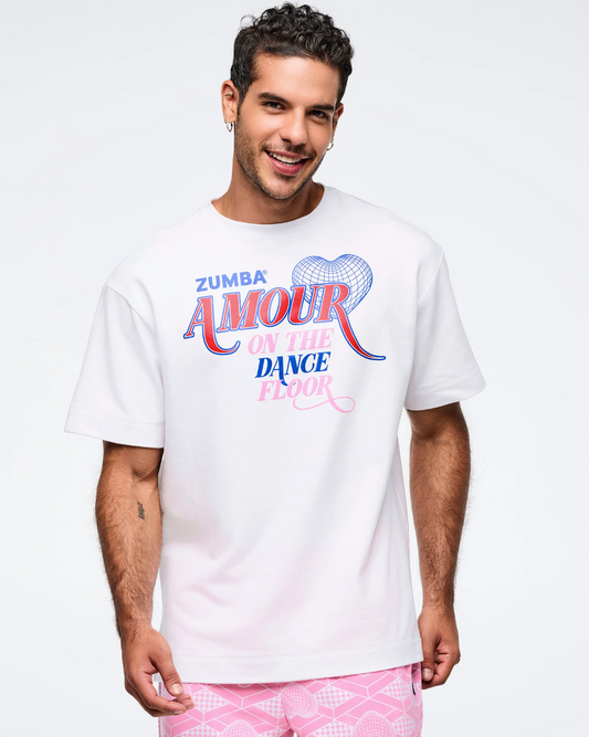 Zumba Amour Oversized Crew Neck Top - White