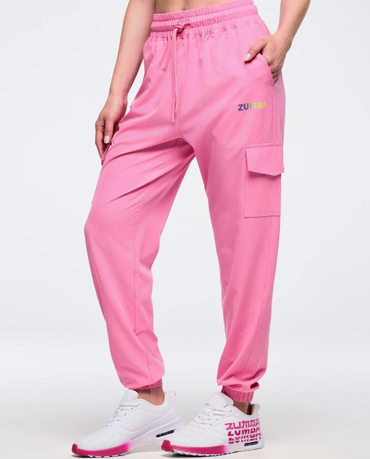 Pastel Woven Cargo Pants - Pink