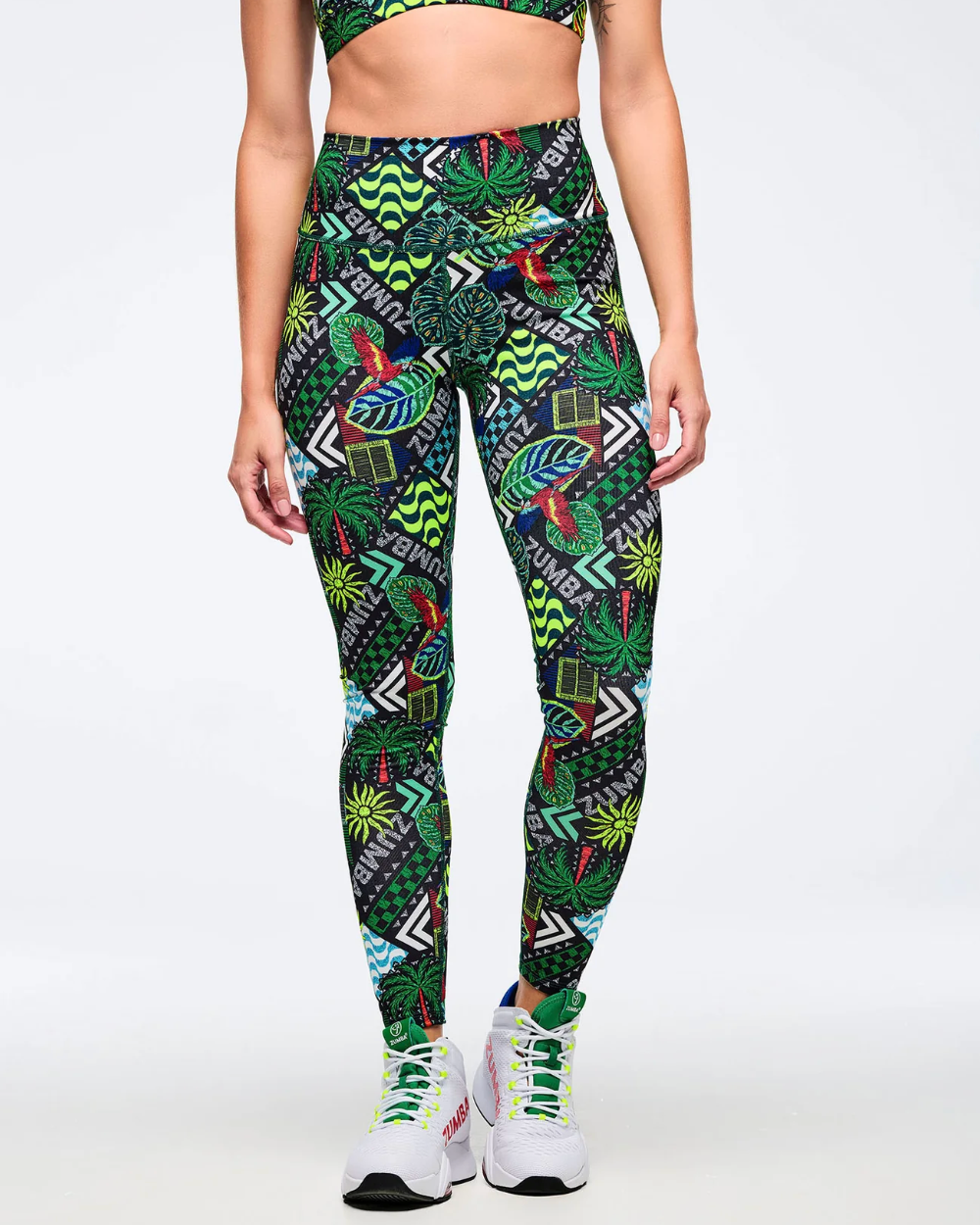 Latin Movement Magic High Waisted Ankle Leggings - Black/Green