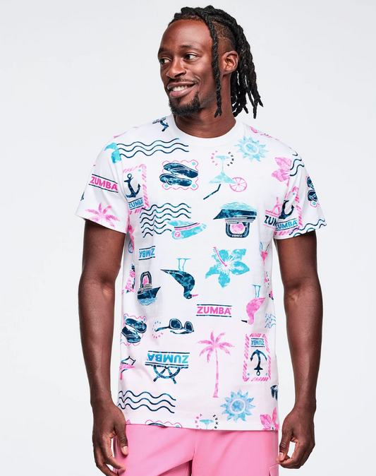 Zumba Cruise Unisex Tee - White/Blue