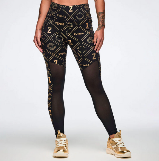 Worldwide High Waisted Ankle Leggings With Mesh Inserts