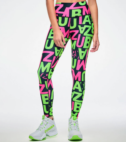 Dale-Z High Waisted Ankle Leggings - Pink/Green