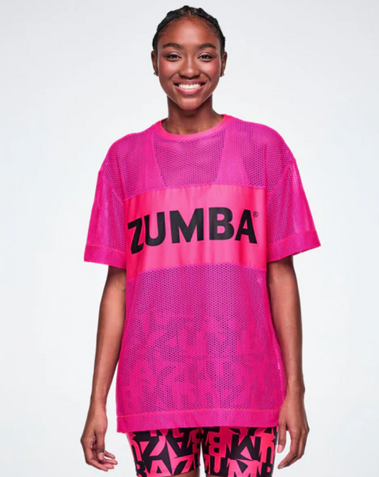 Ultrabright Mesh Boxy Top - Pink