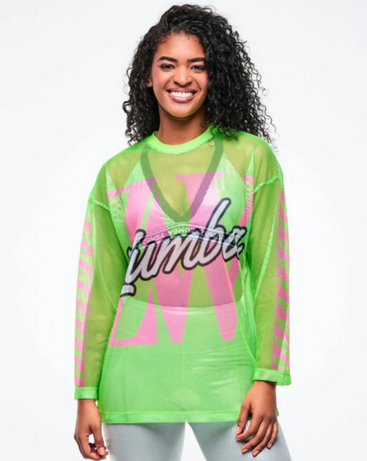 Dale-Z Oversized Mesh Long Sleeve Top