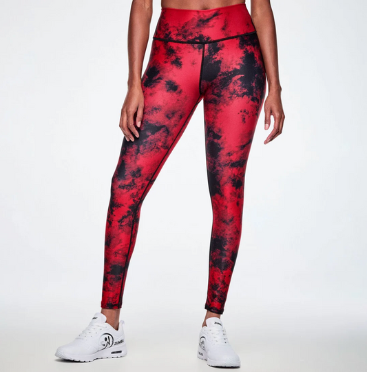 Rock 'n' Roll High Waisted Ankle Leggings - Red/Black