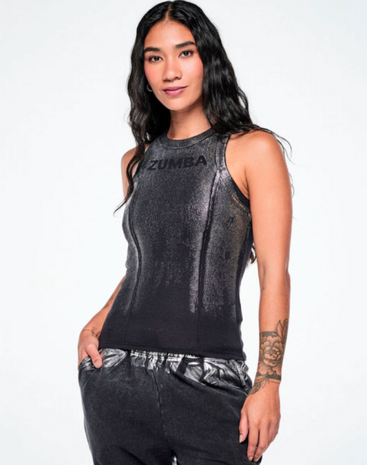 Rock 'n' Roll Fitted High Neck Rib Tank