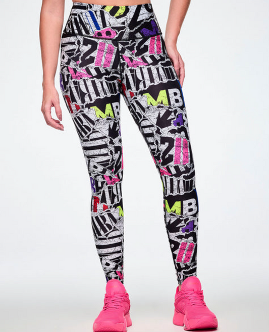 Rock 'n' Roll High Waisted Ankle Legging - Black/White