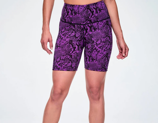 Rock 'n' Roll High Waisted Biker Shorts - Purple/Black