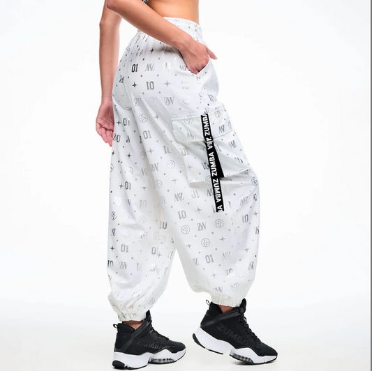 Dale-Z Parachute Cargo Pants - White/Silver
