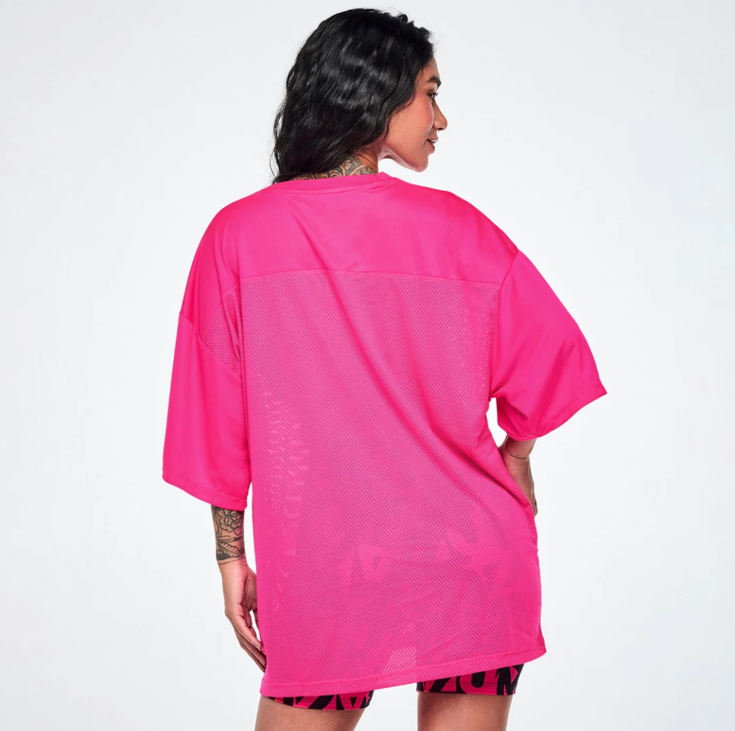 Ultrabright Oversized Mesh Sports Jersey - Pink