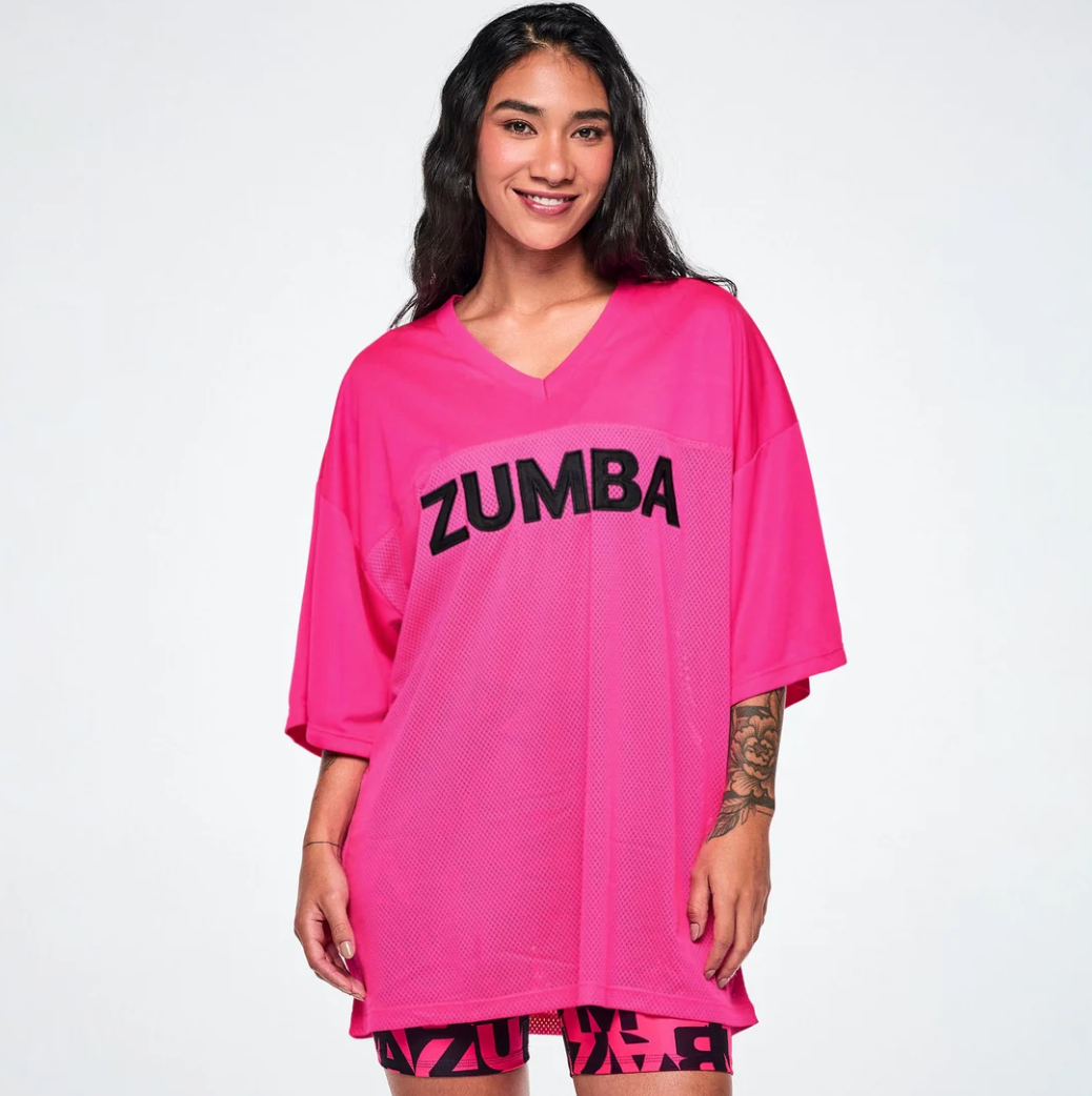 Ultrabright Oversized Mesh Sports Jersey - Pink