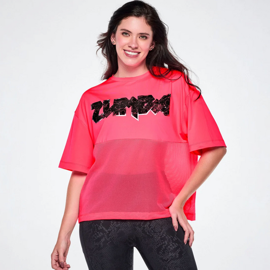 Rock 'n' Roll Boxy Top With Mesh Bottom Panels