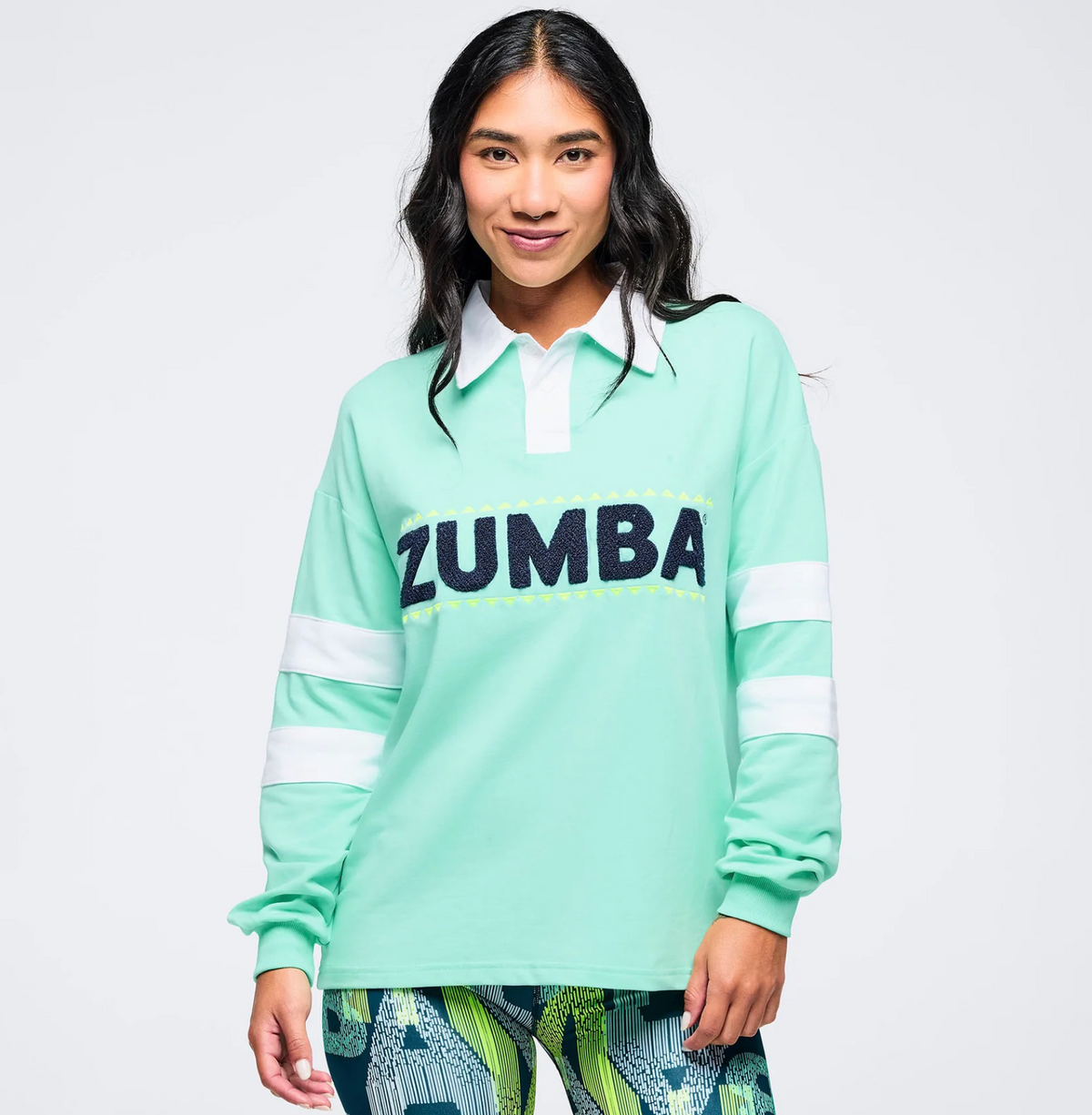 Latin Movement Long Sleeve Polo - Mint to Be