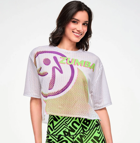 Electric Feel Mesh Boxy Crop Top