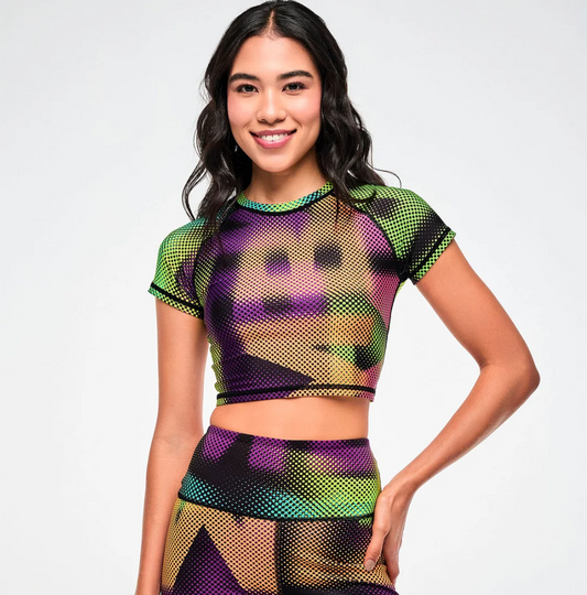 Electric Feel Cap Sleeve Crop Top