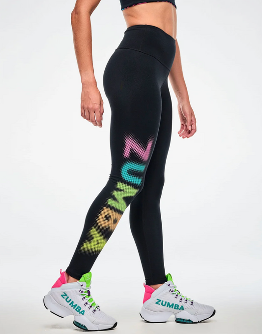 Electric Feel High Waisted Ankle Leggings - Bold Black