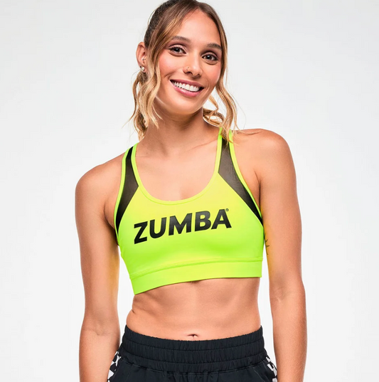 Electric Feel Racerback Scoop Bra With Mesh