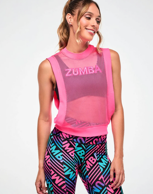 Electric Feel Mesh Tank - Pink