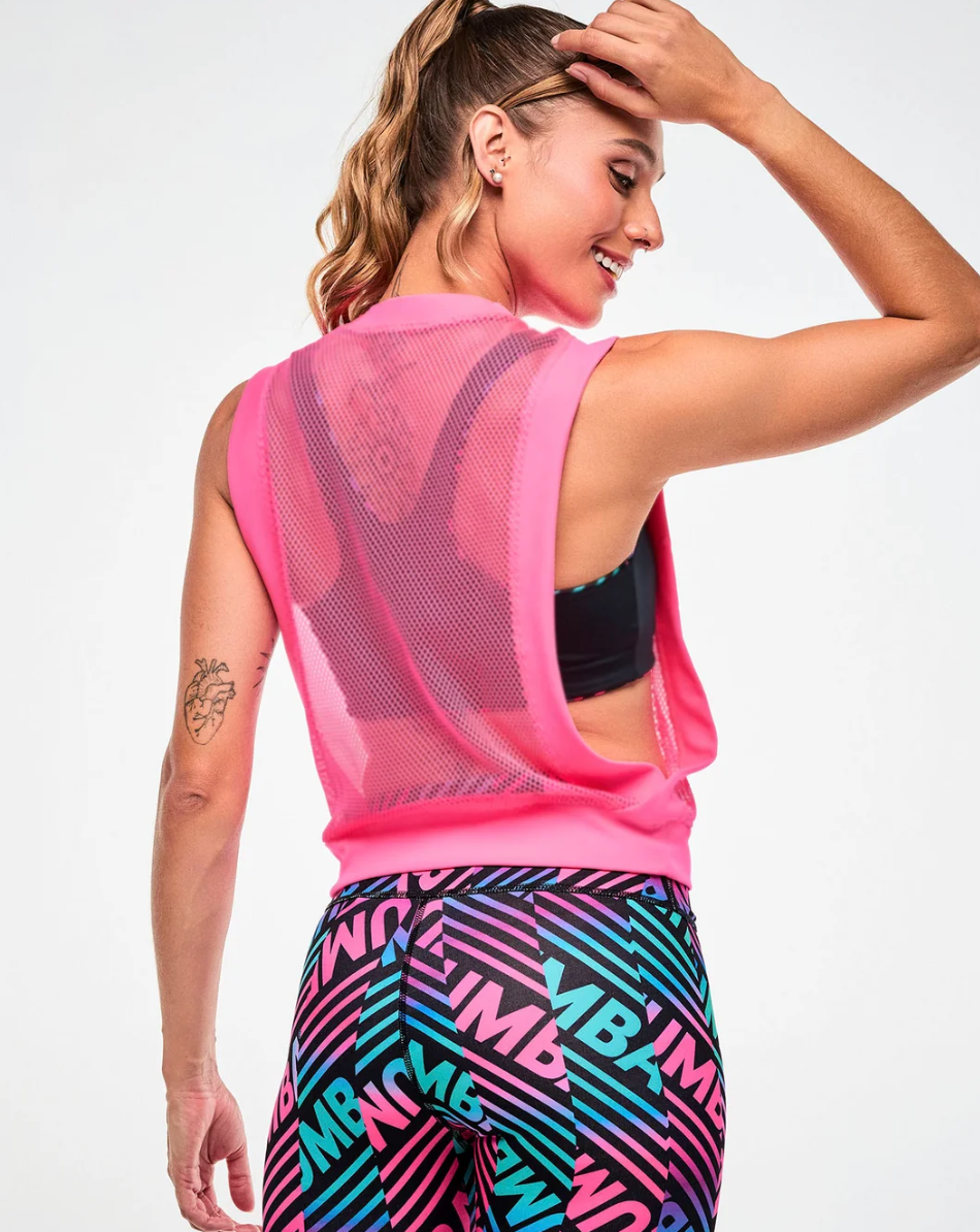Electric Feel Mesh Tank - Pink